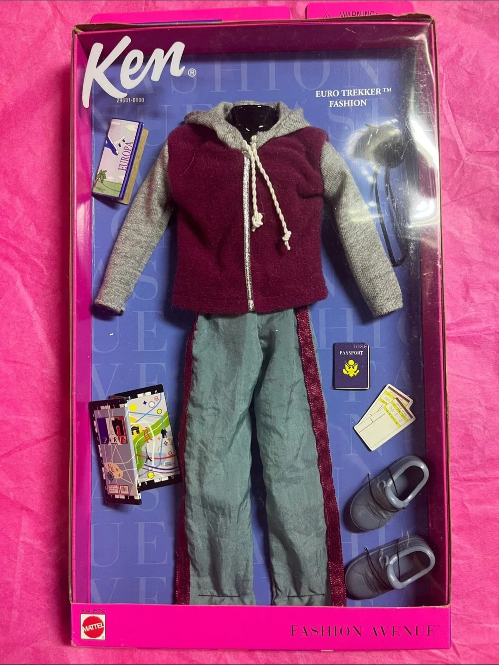 Mattel Ken Outfit - Maroon, Gray & Teal Travel Set